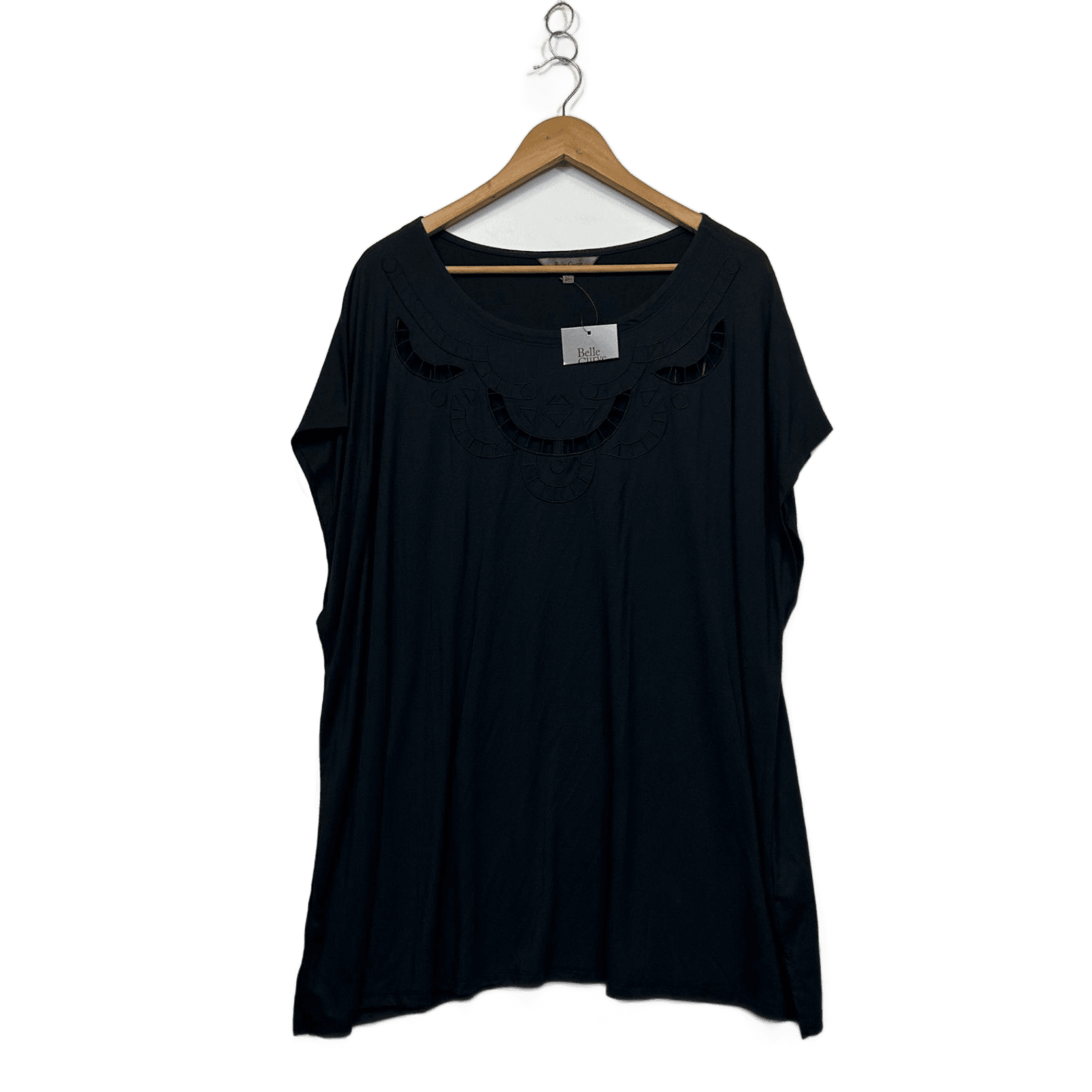 Belle Curve Black Short Sleeve Scoop Neck Casual Top Size 26