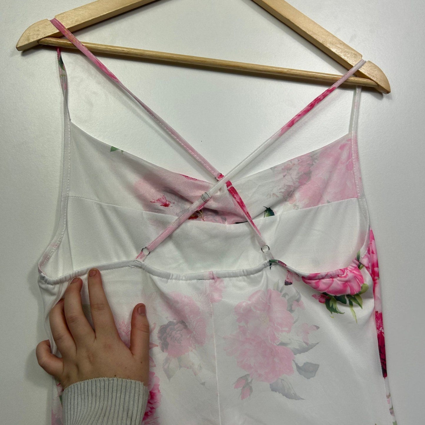 Shein White Pink Sleeveless Dress Size 12-14