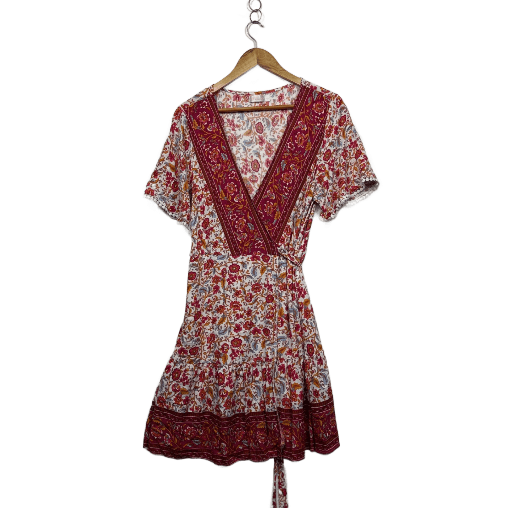 Miracle Multicoloured Floral Wrap Boho Dress Size 14