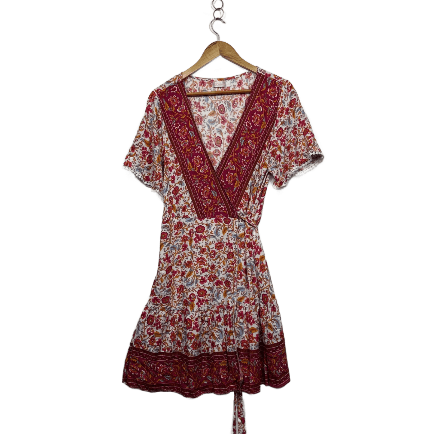 Miracle Multicoloured Floral Wrap Boho Dress Size 14