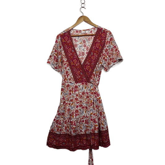 Miracle Multicoloured Floral Wrap Boho Dress Size 14
