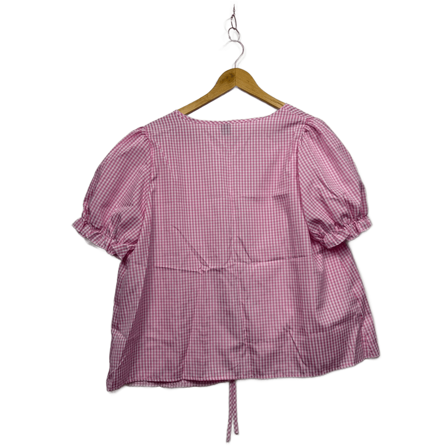 Shein Pink Gingham Check Front Open Tie Size XL