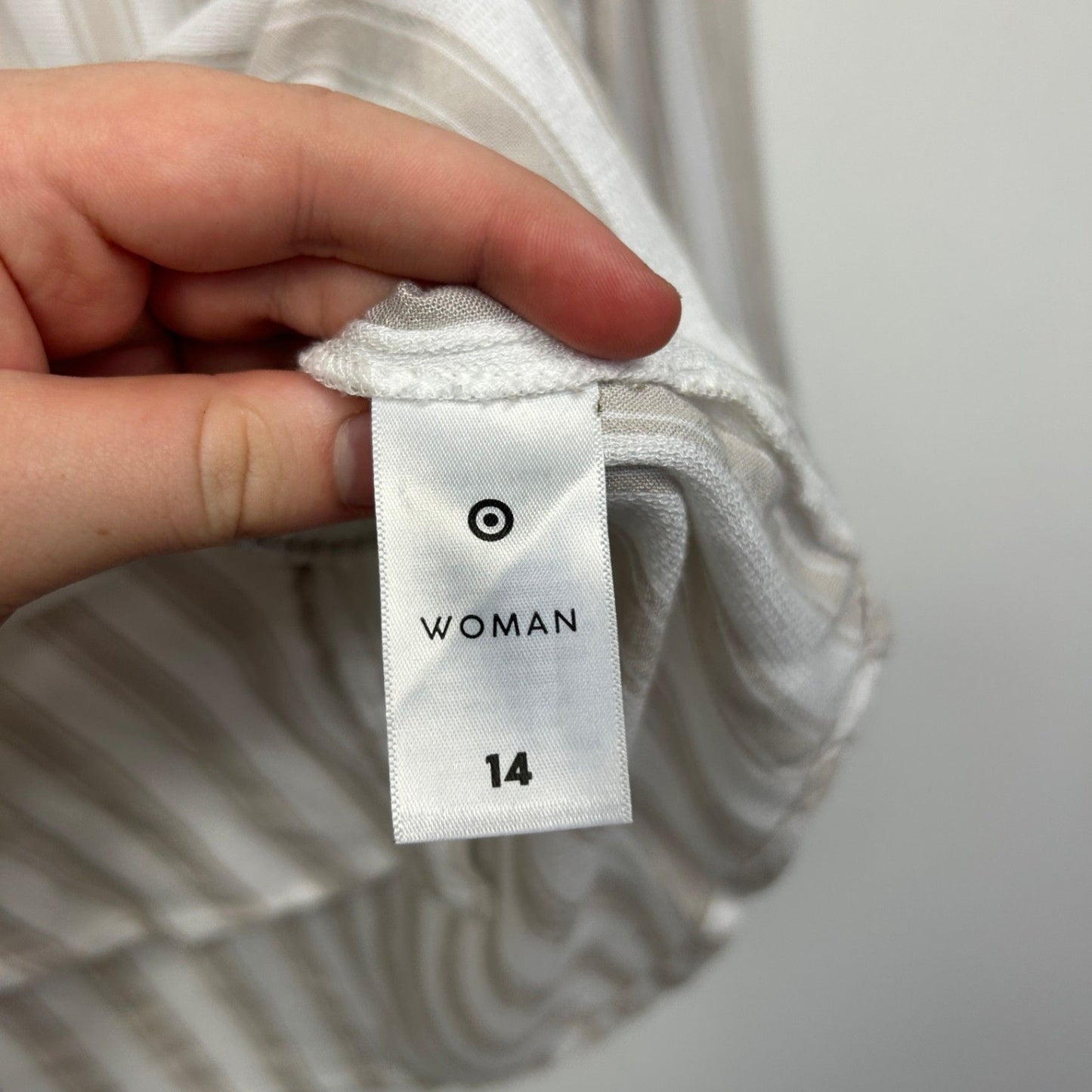 Target Striped Beige White Long Sleeve Button Up Top Size 14