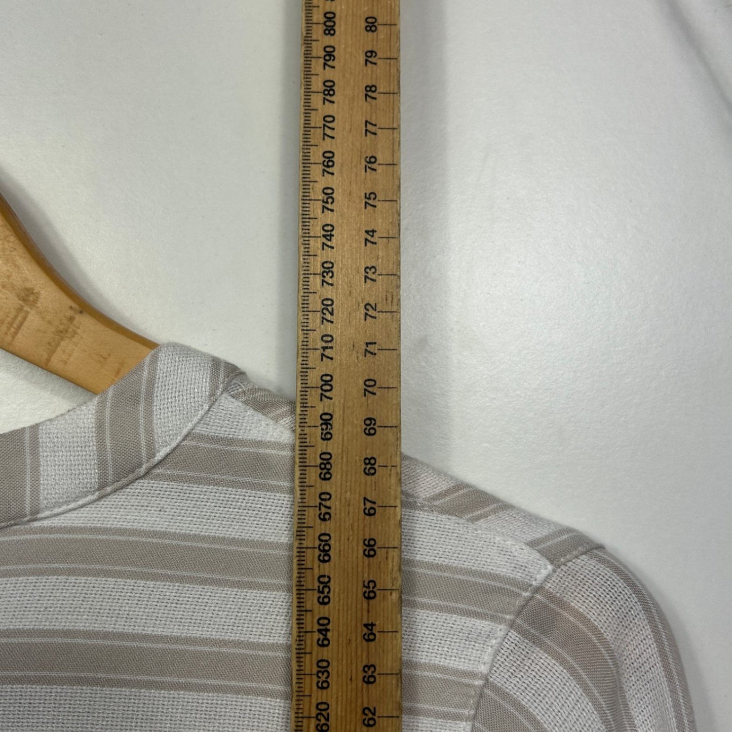 Target Striped Beige White Long Sleeve Button Up Top Size 14