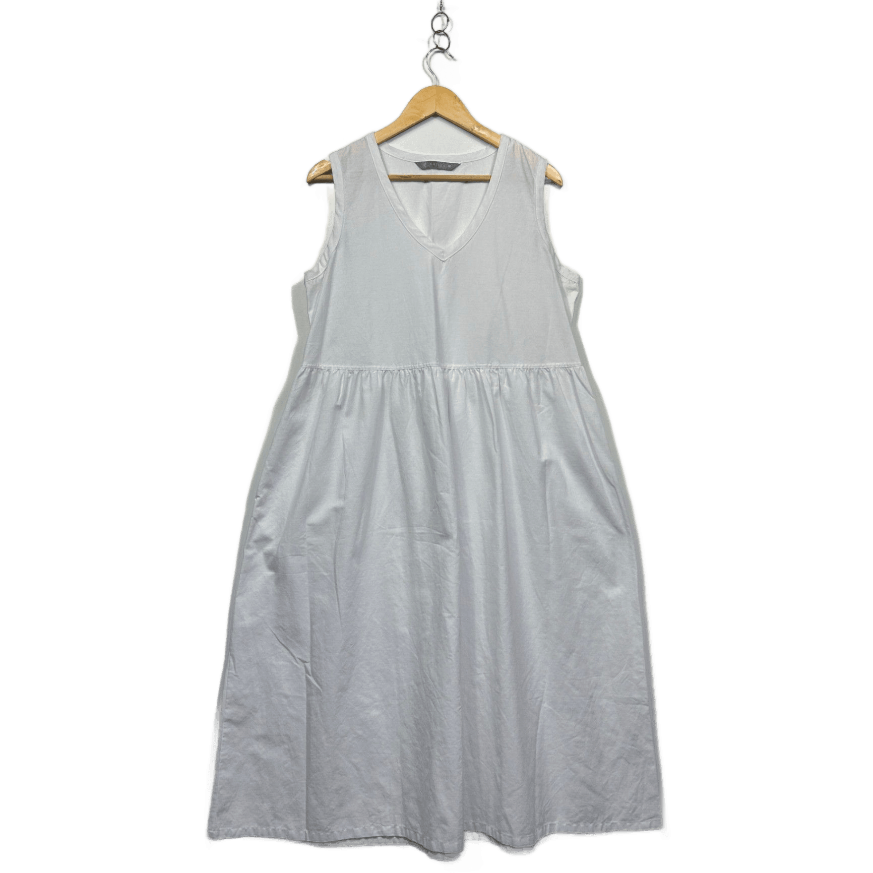 Katies Womens White Cotton Pockets Sheer Sleeveless Maxi Dress Size 16