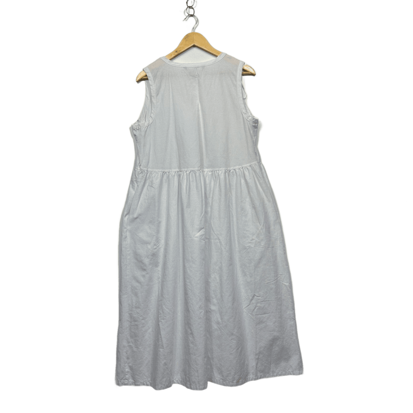 Katies Womens White Cotton Pockets Sheer Sleeveless Maxi Dress Size 16