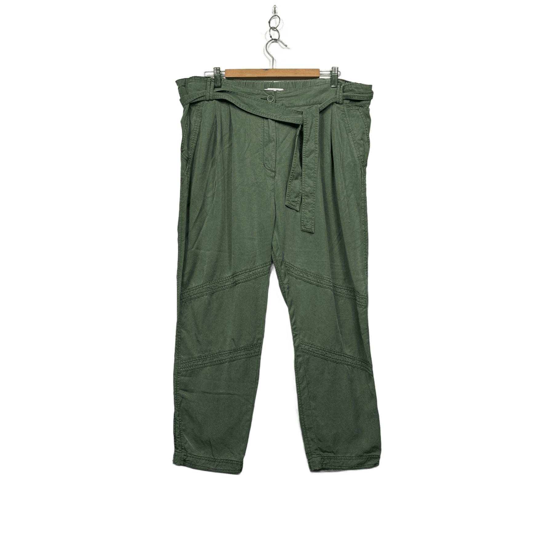 Country Road Green Paperbag Tie Waist Pockets Pants Size 16