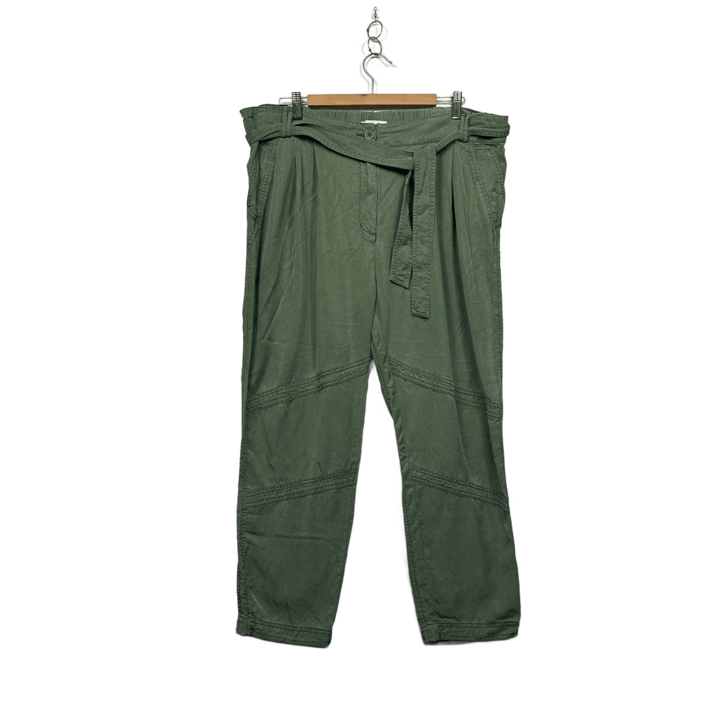 Country Road Green Paperbag Tie Waist Pockets Pants Size 16