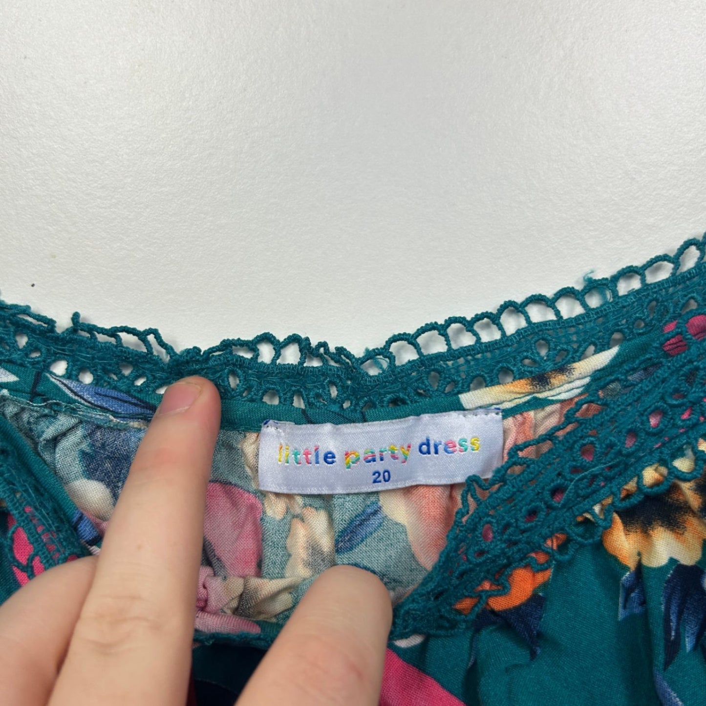 Little Party Dress Multicoloured Teal Floral Top Size 20