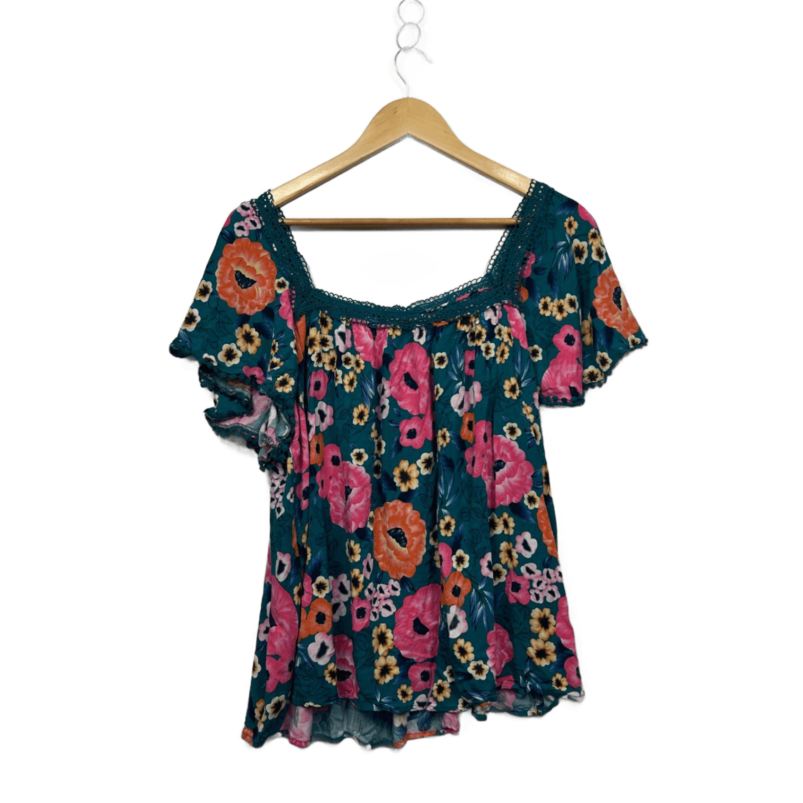 Little Party Dress Multicoloured Teal Floral Top Size 20