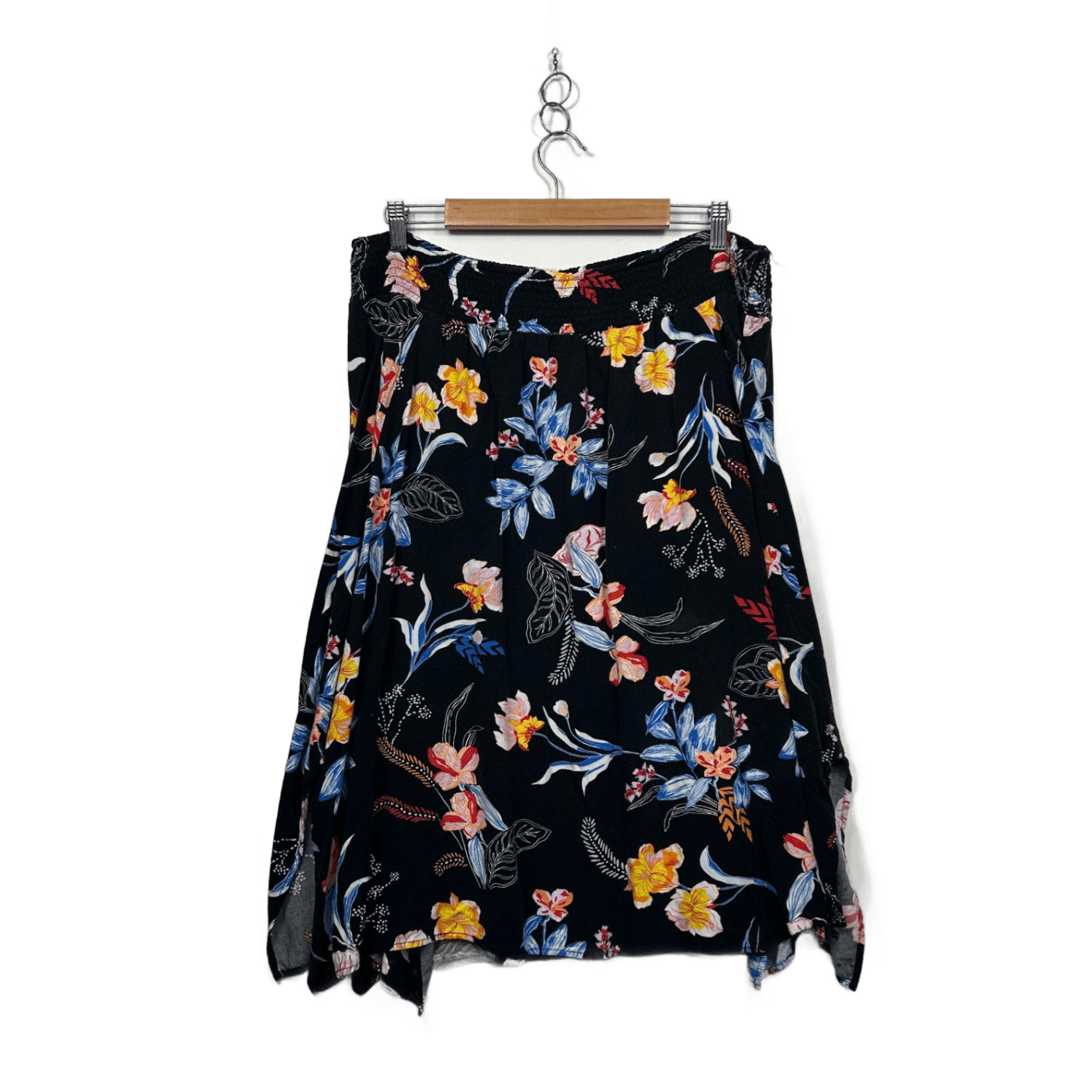 Millers Womens Black Multicolour Handkerchief Hem Skirt Size 2XL