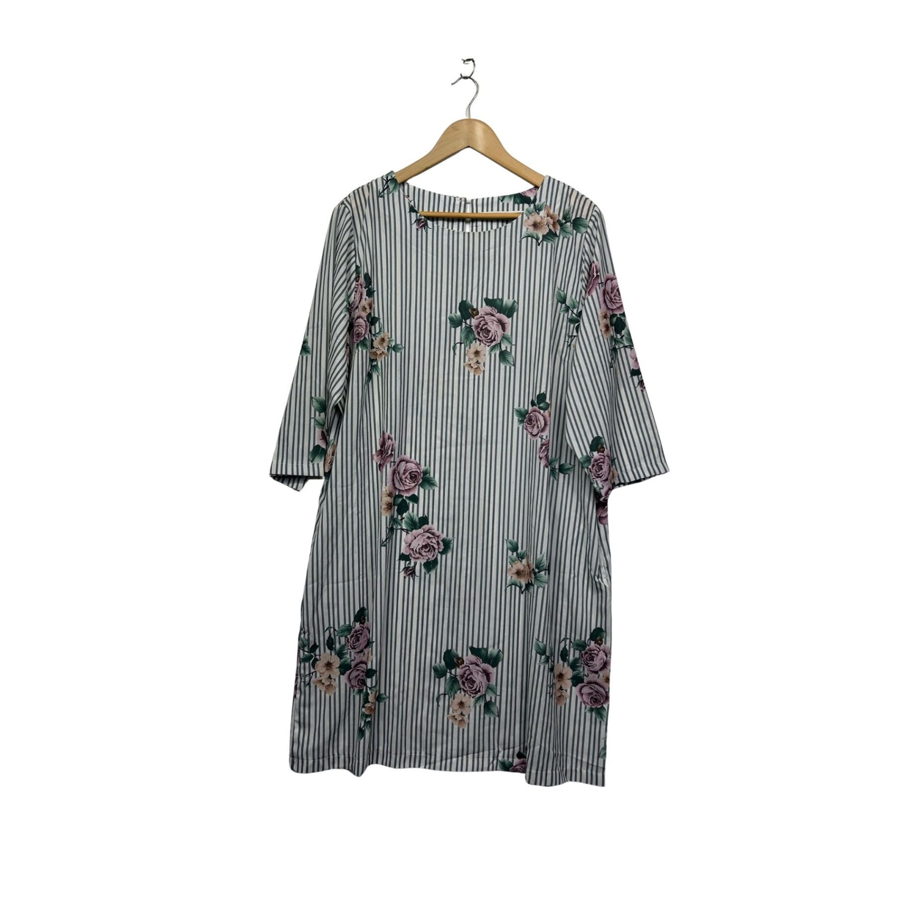 Tulips Womens Shift Striped 3/4 Sleeve Dress Size 18