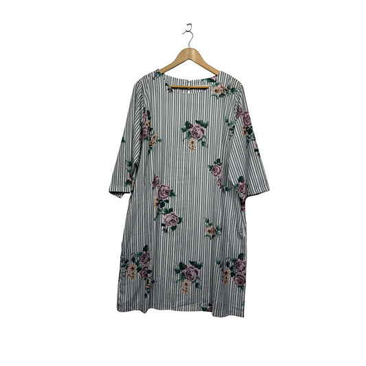Tulips Womens Shift Striped 3/4 Sleeve Dress Size 18