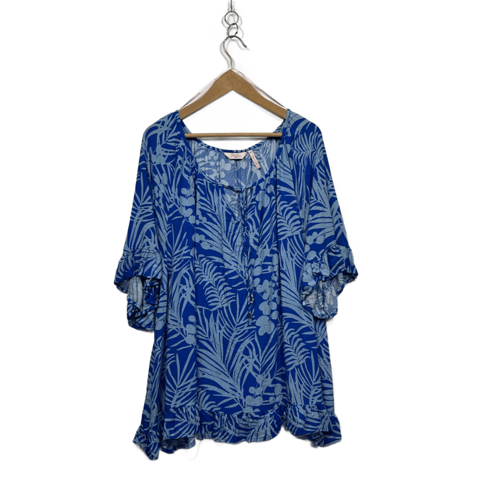 Millers Womens Blue Viscose Short Sleeve Floral Top Blouse Size 20