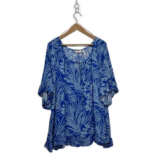 Millers Womens Blue Viscose Short Sleeve Floral Top Blouse Size 20