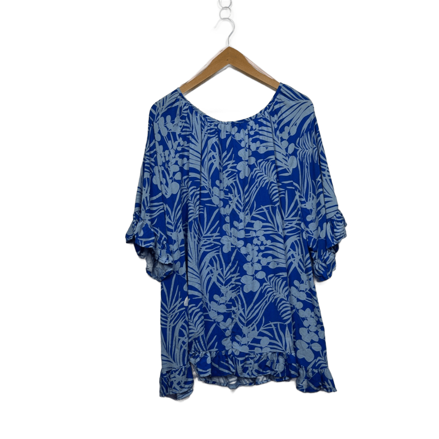 Millers Womens Blue Viscose Short Sleeve Floral Top Blouse Size 20