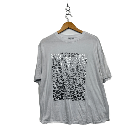 Target Womens White Cotton Short Sleeve Crew Neck Graphic Tee T-shirt Size XL