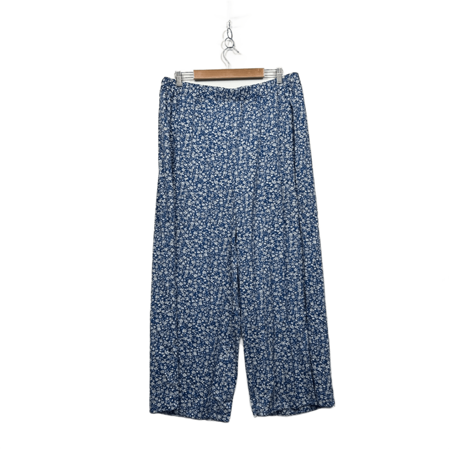 Shein Curve Womens Blue White Floral Wide Leg Trousers Pants Size 3XL