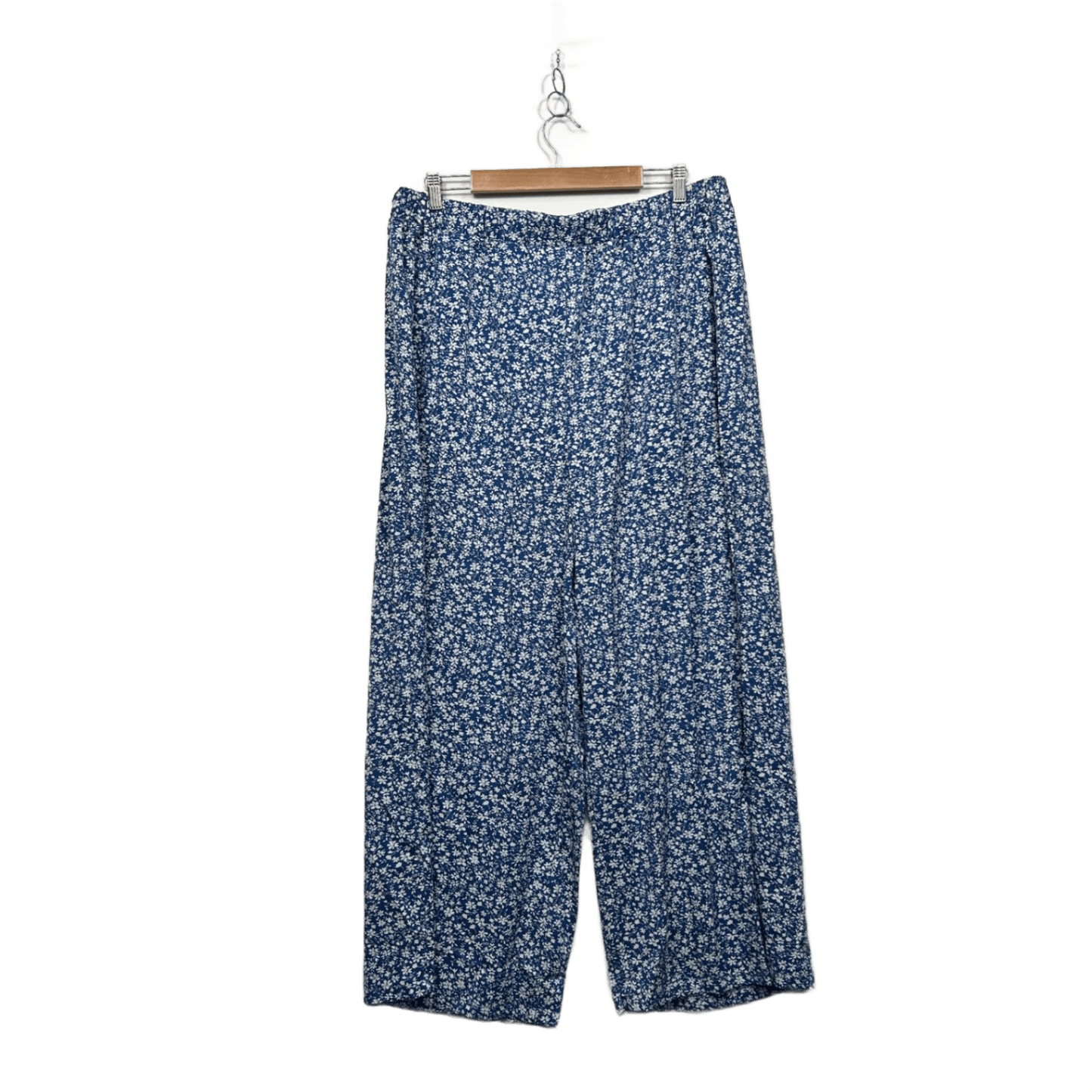 Shein Curve Womens Blue White Floral Wide Leg Trousers Pants Size 3XL