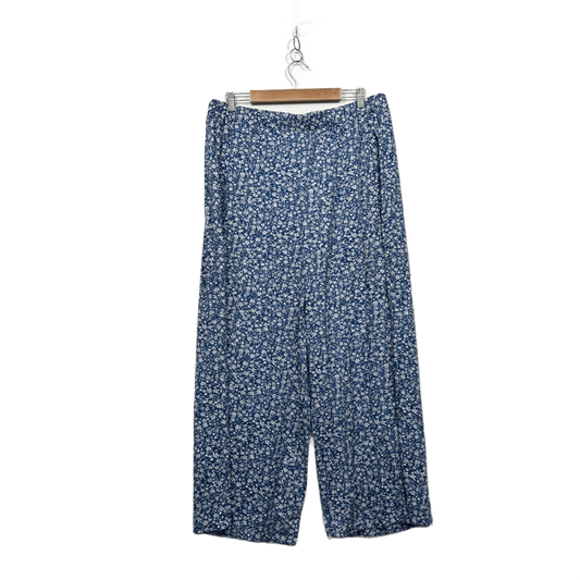 Shein Curve Womens Blue White Floral Wide Leg Trousers Pants Size 3XL