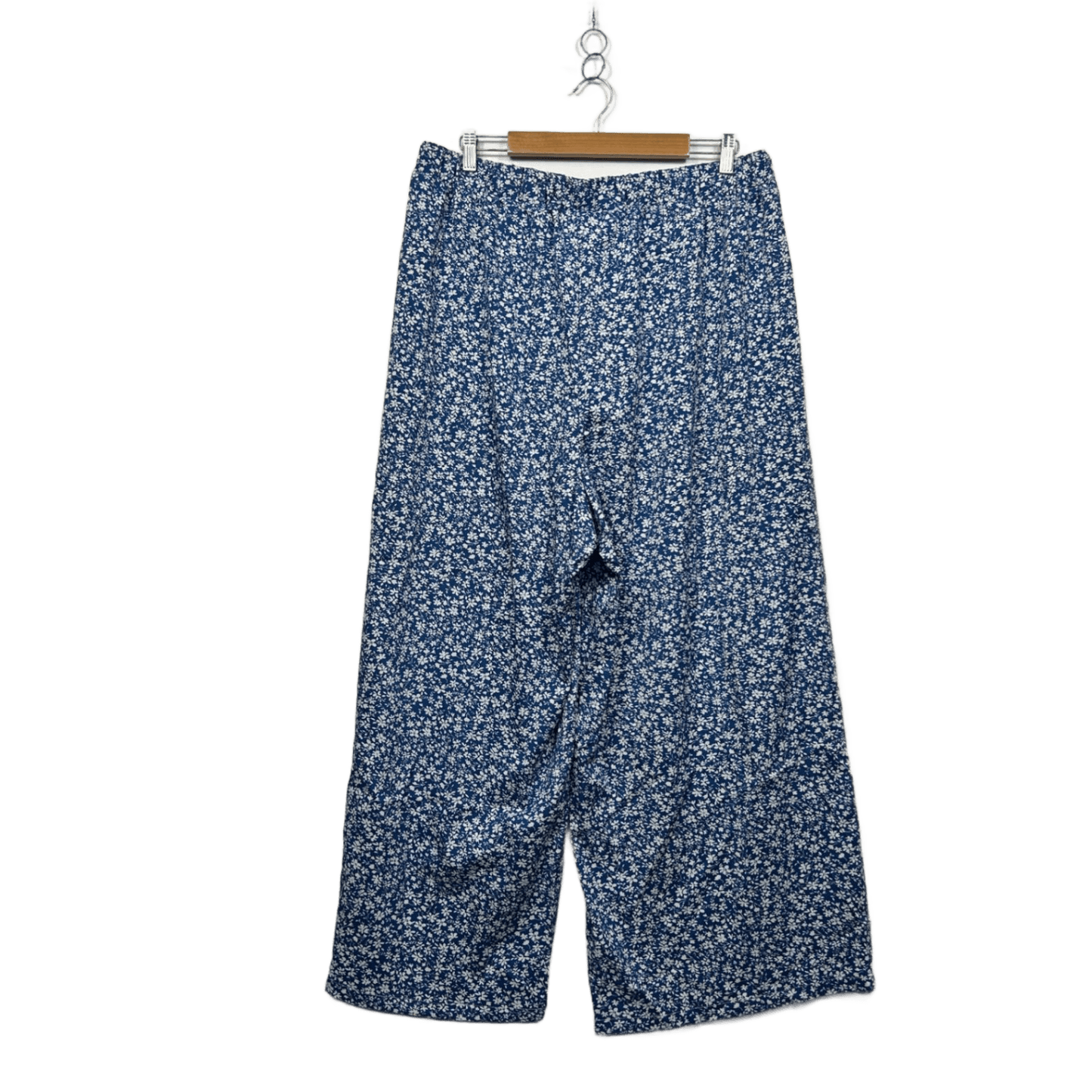 Shein Curve Womens Blue White Floral Wide Leg Trousers Pants Size 3XL