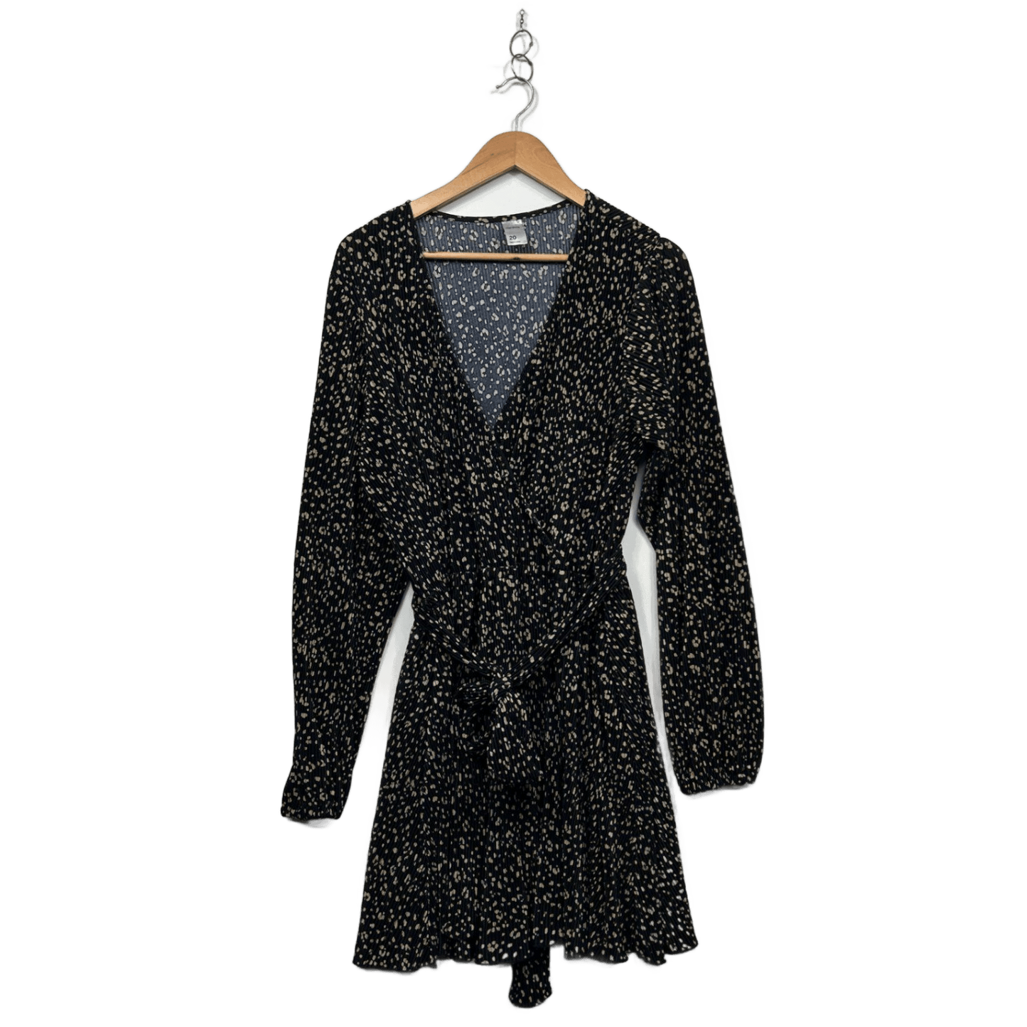 Anko Black Beige Pleated Long Sleeve Dress Size 20