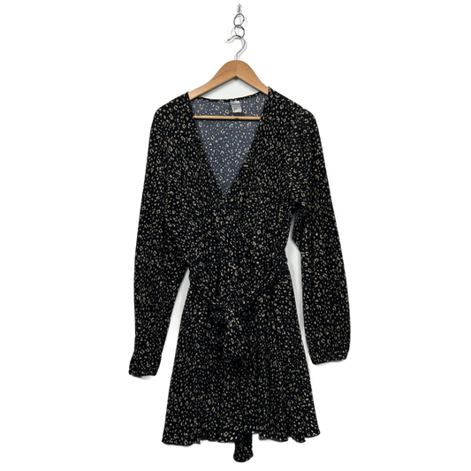 Anko Black Beige Pleated Long Sleeve Dress Size 20