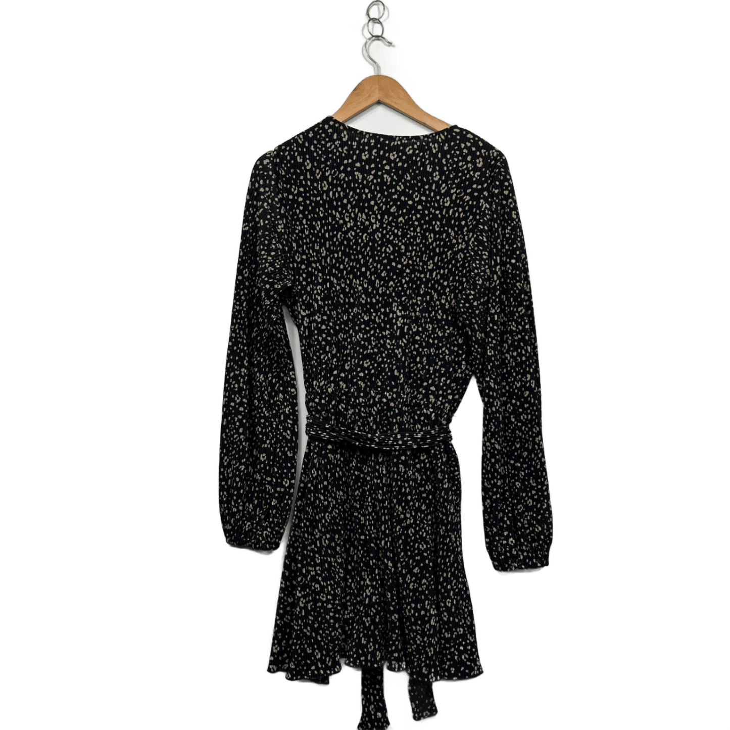 Anko Black Beige Pleated Long Sleeve Dress Size 20