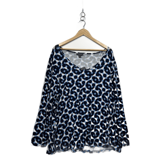 New Autograph Womens Navy Blue White Long Sleeve Top Size 20 Large Plus