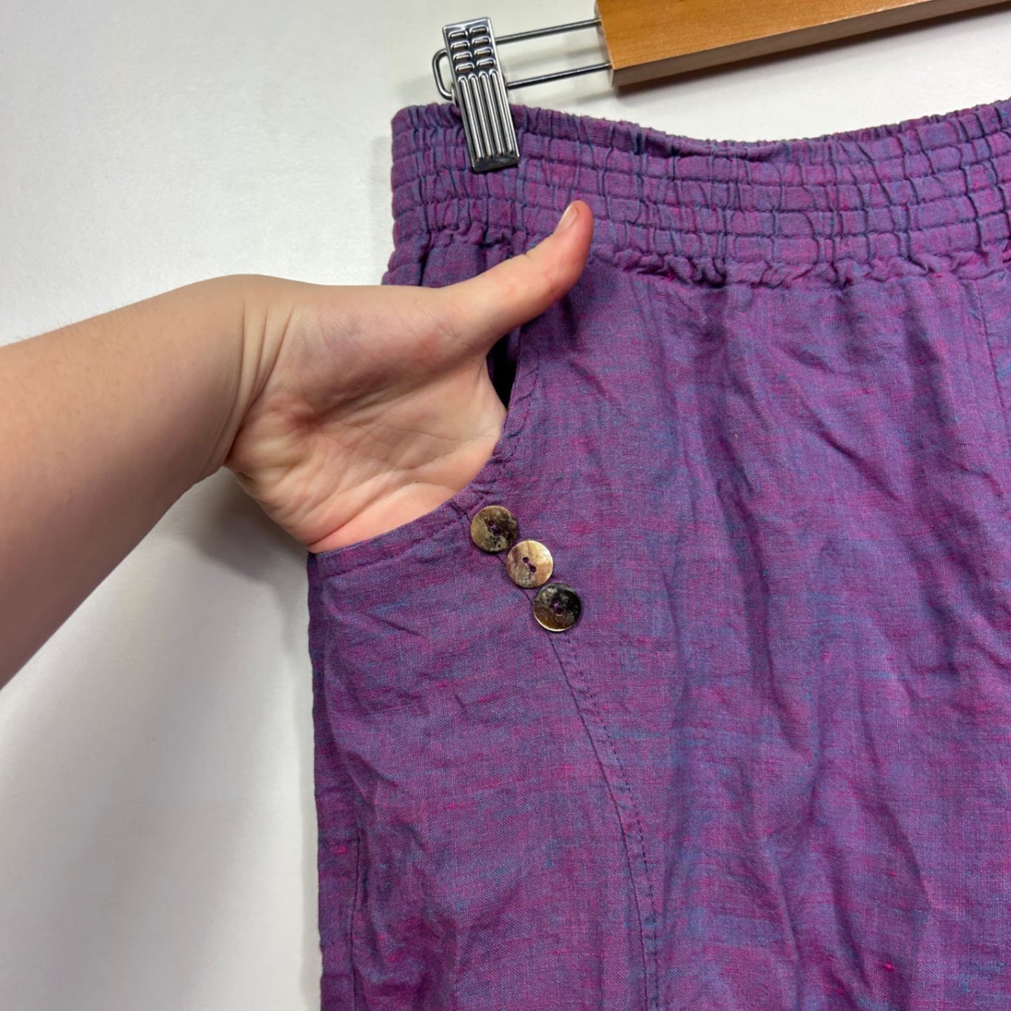 Taking Shape Purple Pockets Linen Blend Cropped Pants Size 14