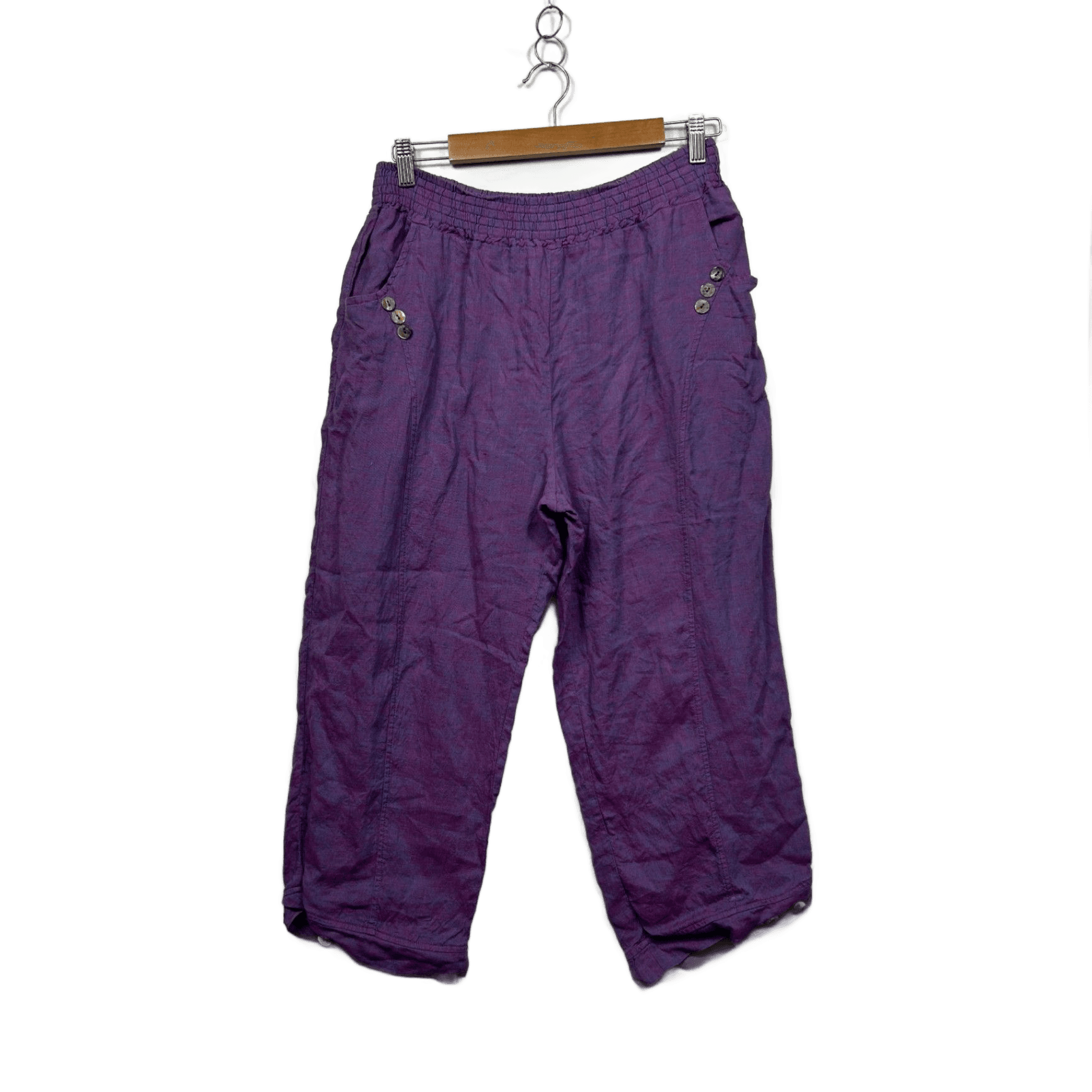 Taking Shape Purple Pockets Linen Blend Cropped Pants Size 14