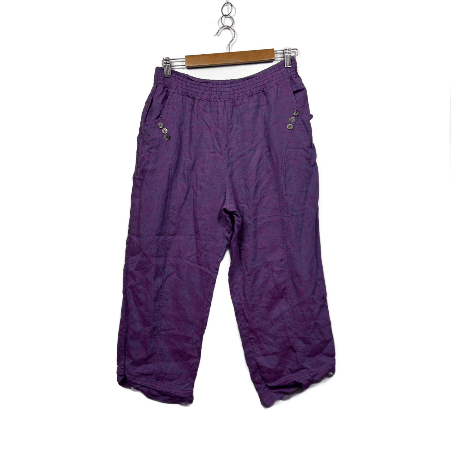 Taking Shape Purple Pockets Linen Blend Cropped Pants Size 14