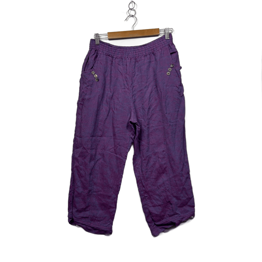 Taking Shape Purple Pockets Linen Blend Cropped Pants Size 14