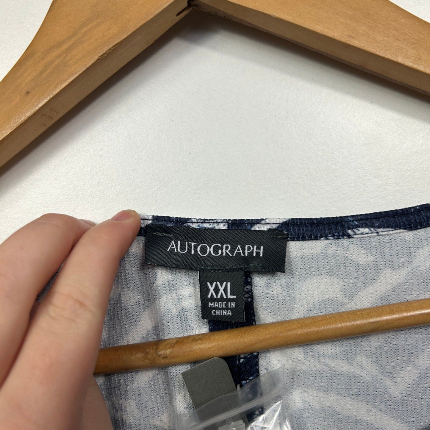 New Autograph Navy White Long Sleeve Casual Blouse Top Size 2XL 22 24