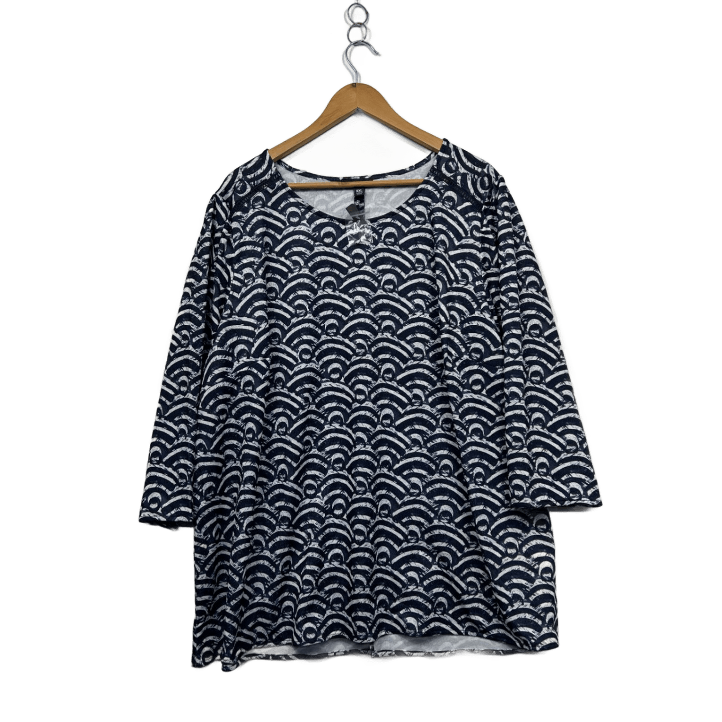 New Autograph Navy White Long Sleeve Casual Blouse Top Size 2XL 22 24