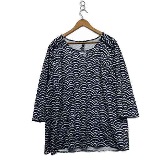 New Autograph Navy White Long Sleeve Casual Blouse Top Size 2XL 22 24