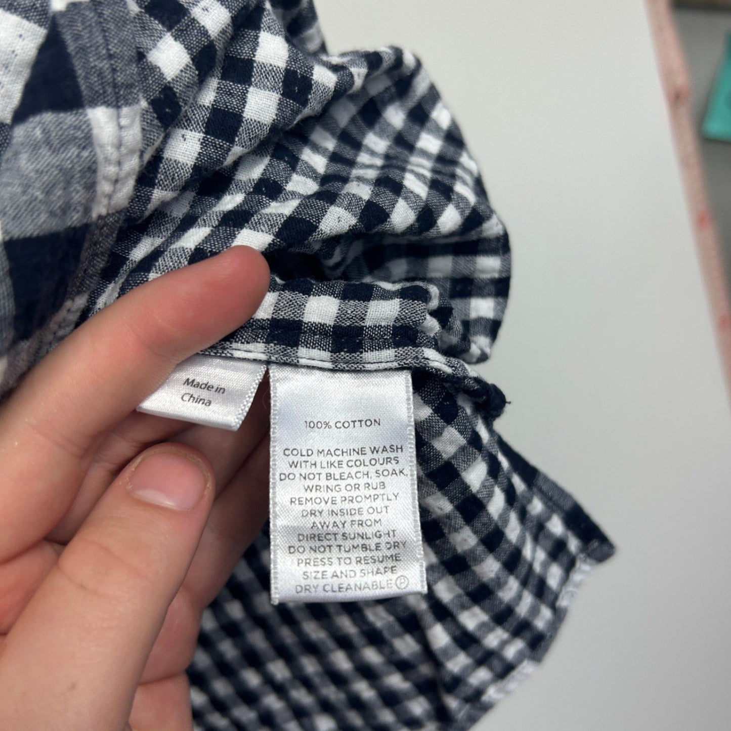 Sportscraft Black White Gingham Check Long Sleeve Cotton Top Blouse Size 12