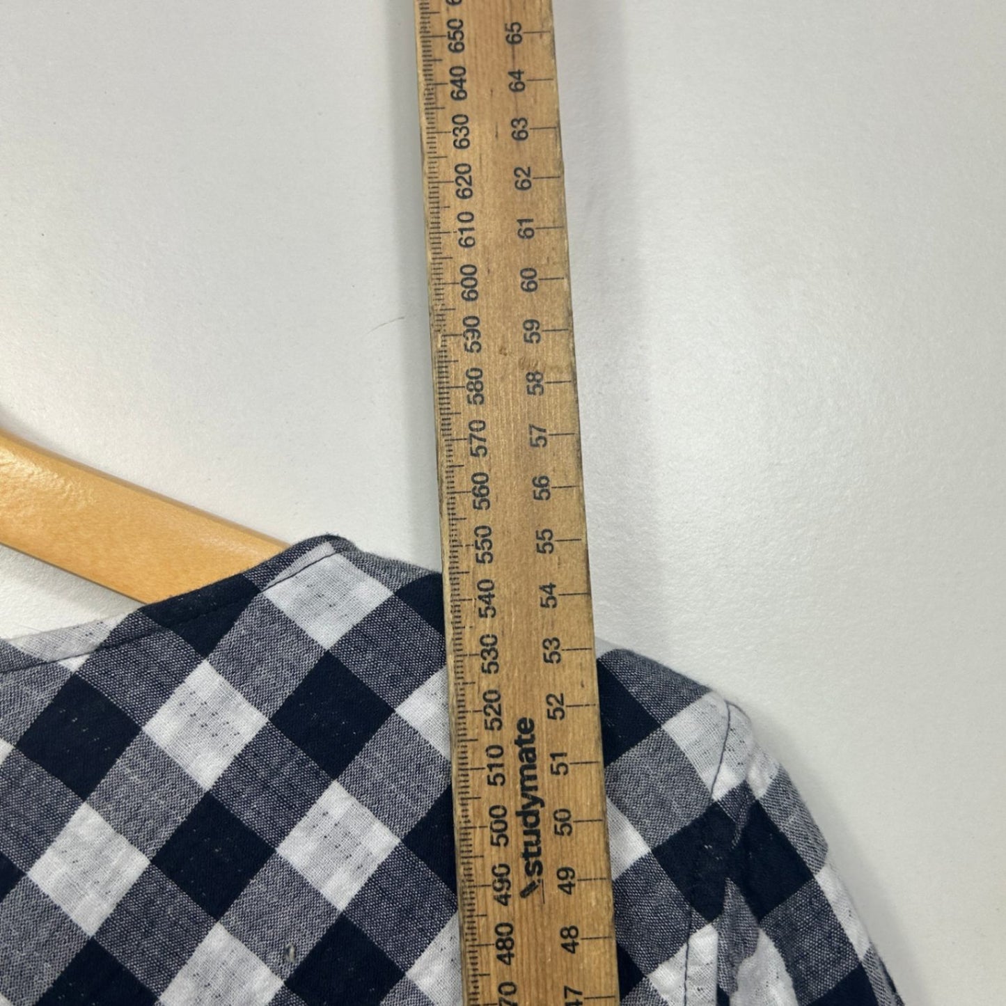 Sportscraft Black White Gingham Check Long Sleeve Cotton Top Blouse Size 12