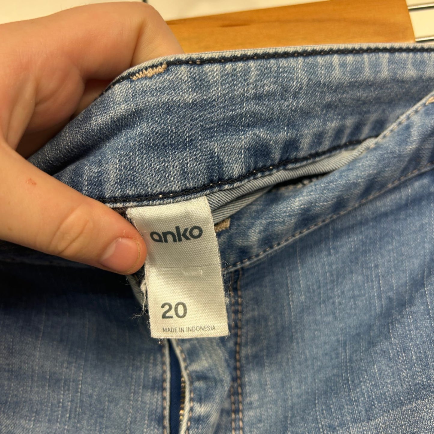 Anko Blue Relaxed High Waist Pockets Rolled Hem Denim Shorts Size 20