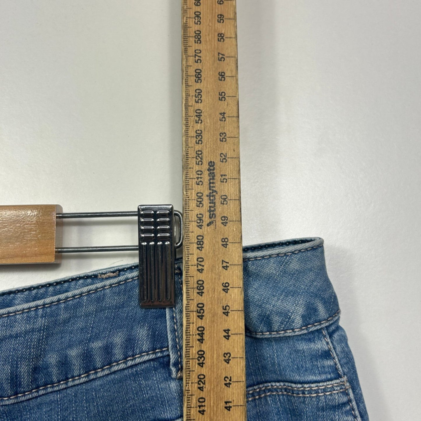 Anko Blue Relaxed High Waist Pockets Rolled Hem Denim Shorts Size 20