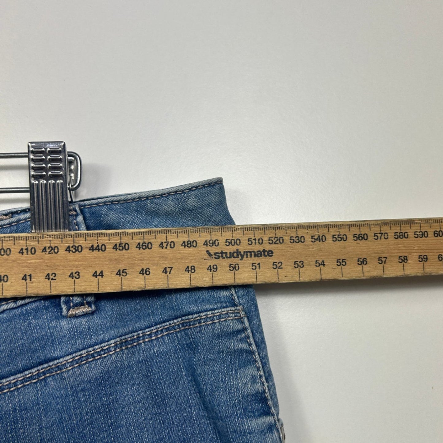 Anko Blue Relaxed High Waist Pockets Rolled Hem Denim Shorts Size 20