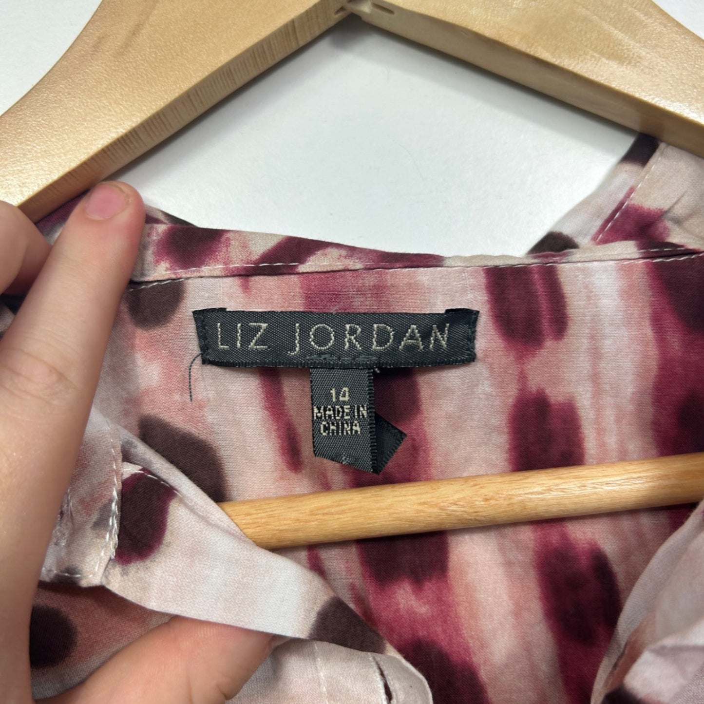 Liz Jordan Womens Multicoloured Cotton 3/4 Sleeve Button-up Blouse Size 14