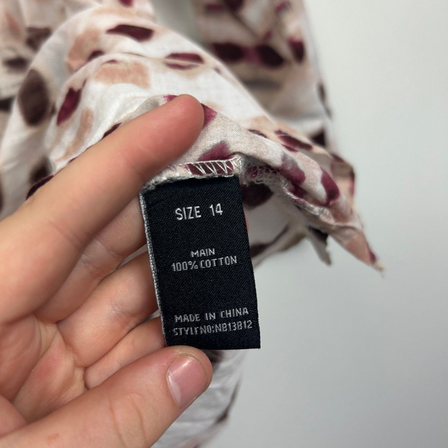 Liz Jordan Womens Multicoloured Cotton 3/4 Sleeve Button-up Blouse Size 14