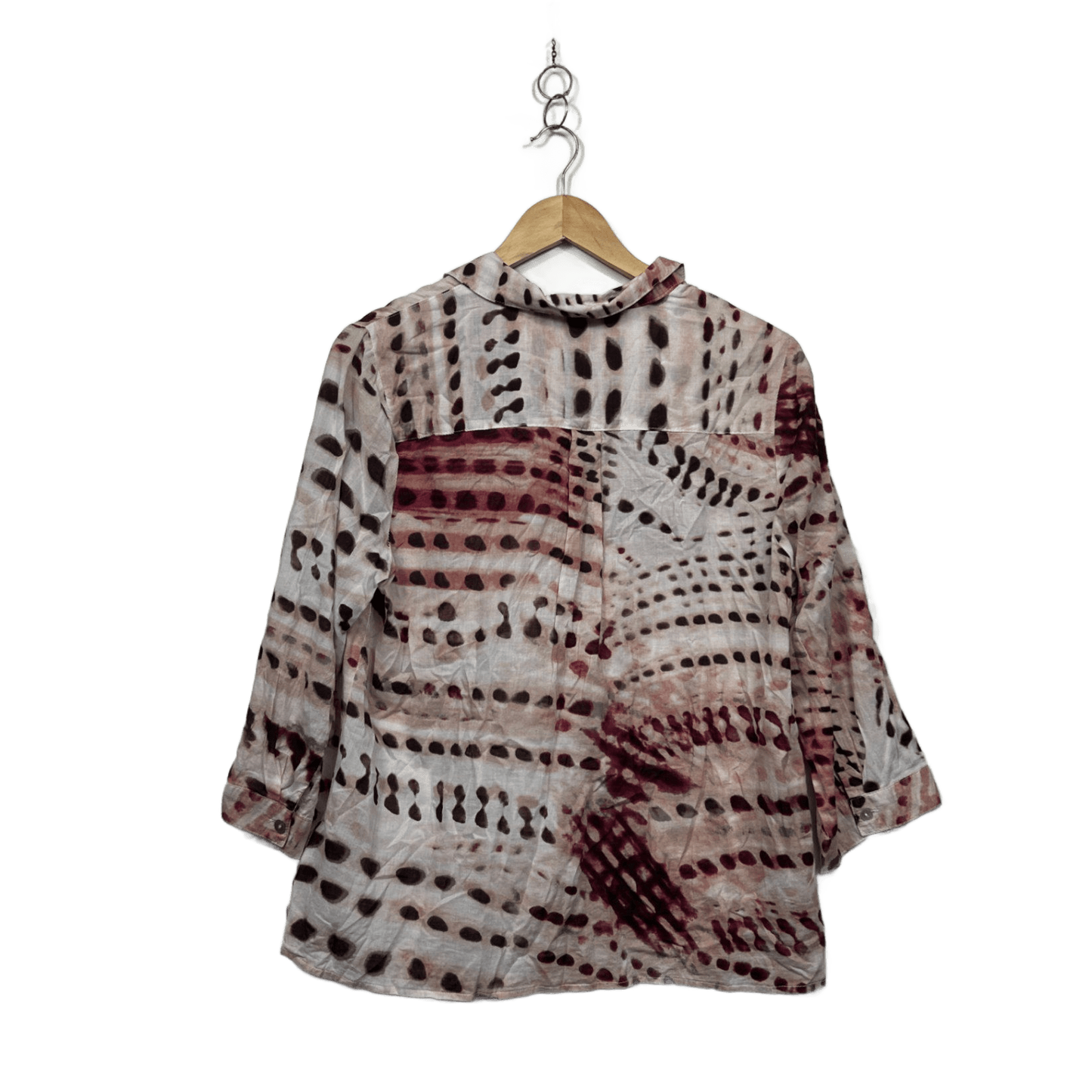 Liz Jordan Womens Multicoloured Cotton 3/4 Sleeve Button-up Blouse Size 14