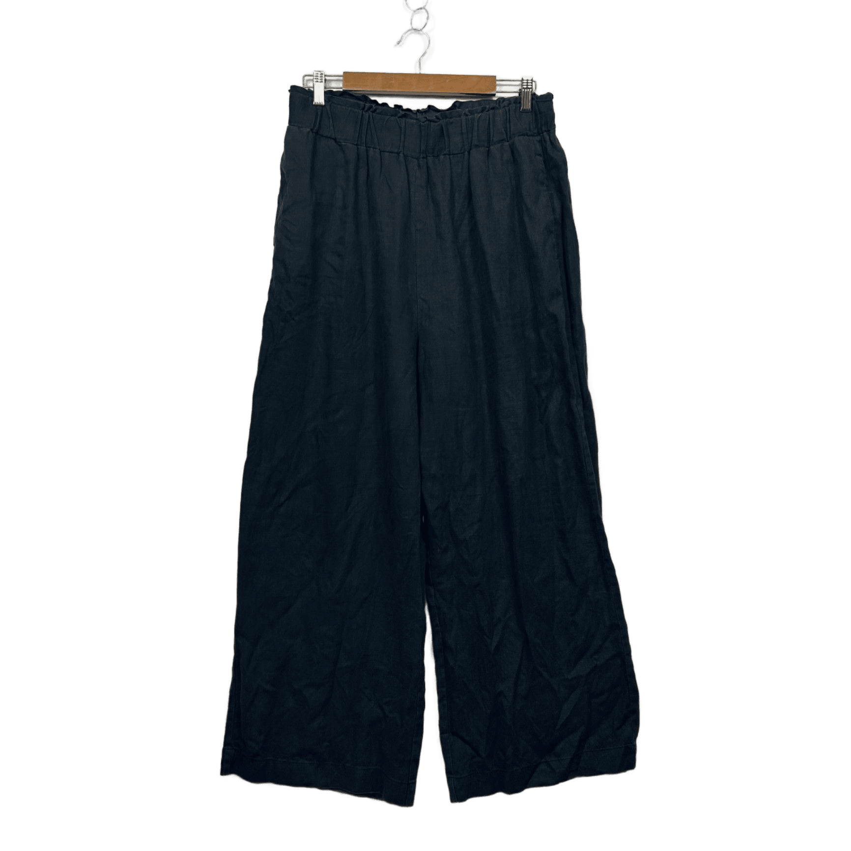 Target Woman Black Wide Leg Linen Blend Pockets Pants Trousers Size 14