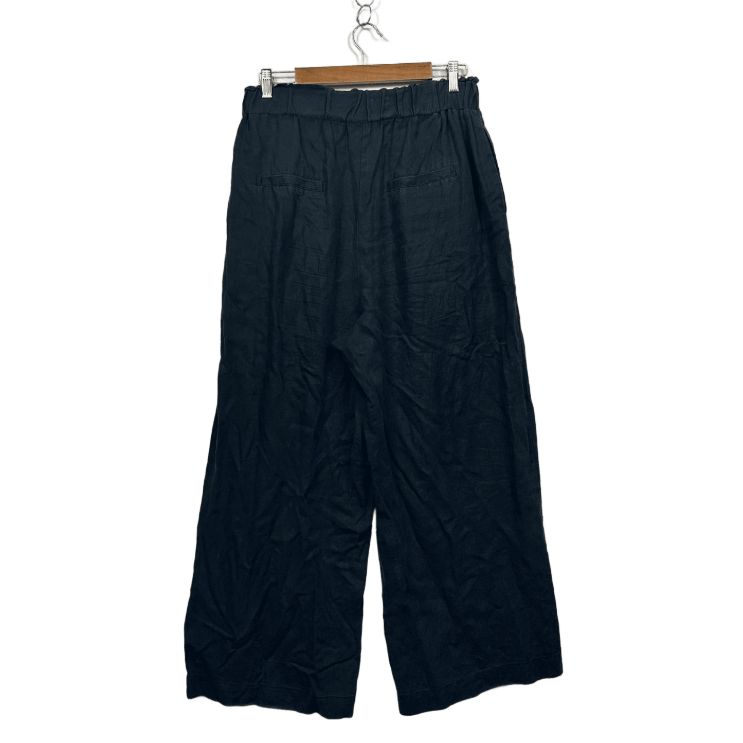 Target Woman Black Wide Leg Linen Blend Pockets Pants Trousers Size 14