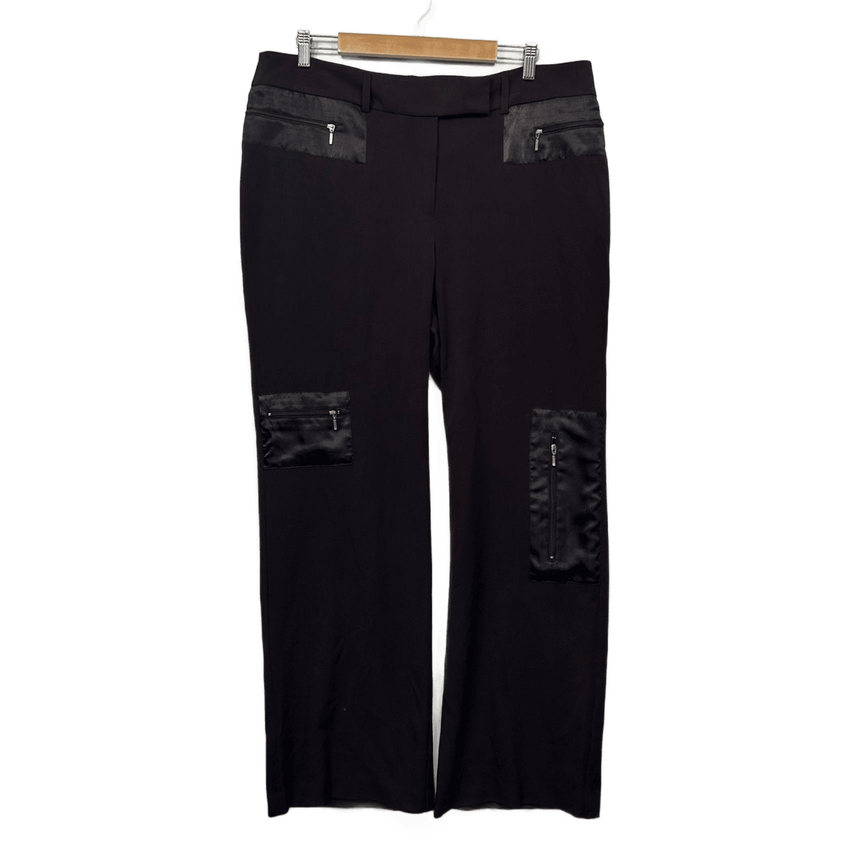 1626 Chocolate Brown Zipped Pockets Stretch Pants 16