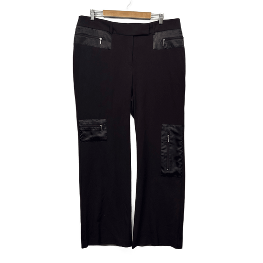 1626 Chocolate Brown Zipped Pockets Stretch Pants 16