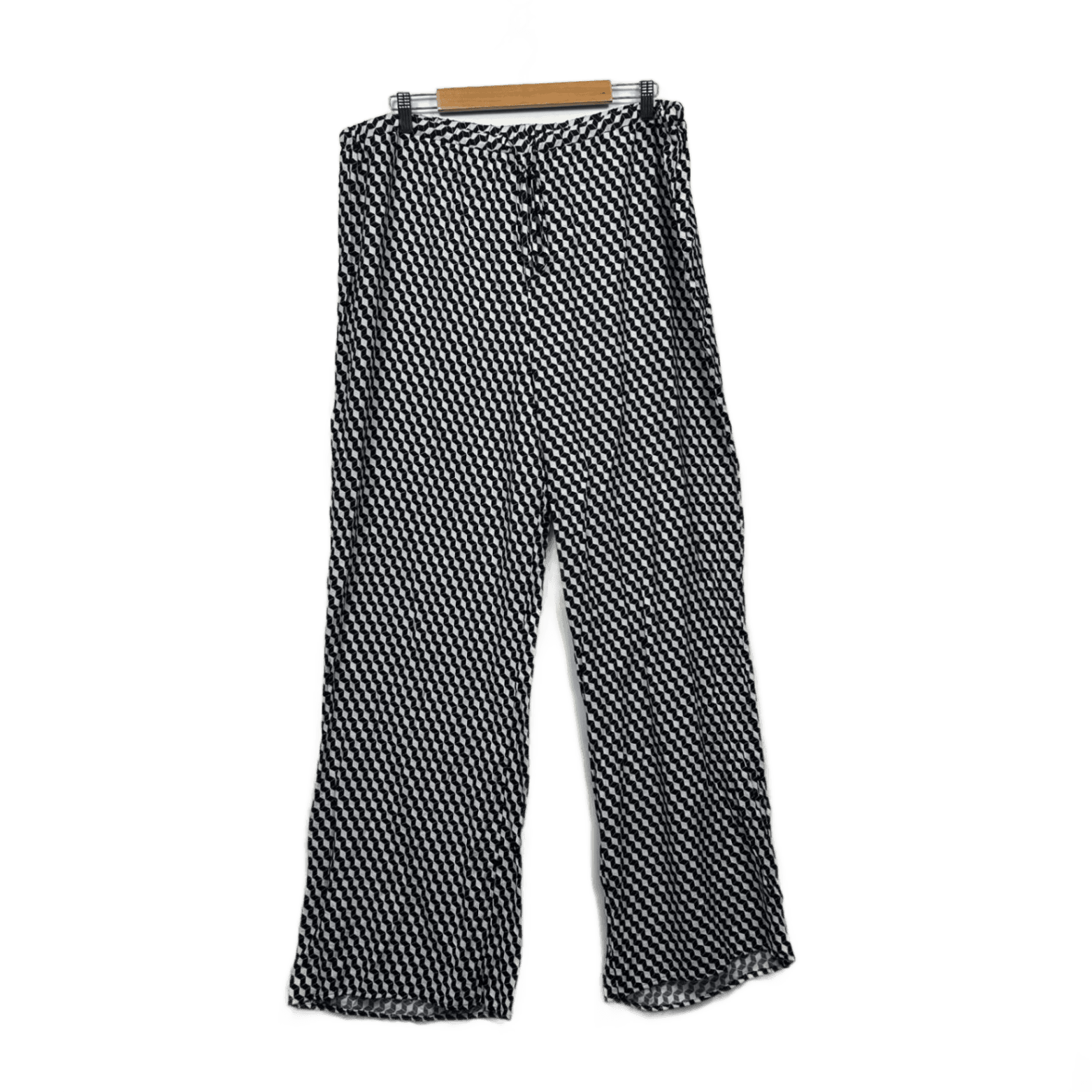 Isobelle Womens Black White Geometric Wide Leg Pants Pull-on Size 20