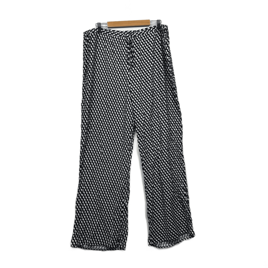 Isobelle Womens Black White Geometric Wide Leg Pants Pull-on Size 20